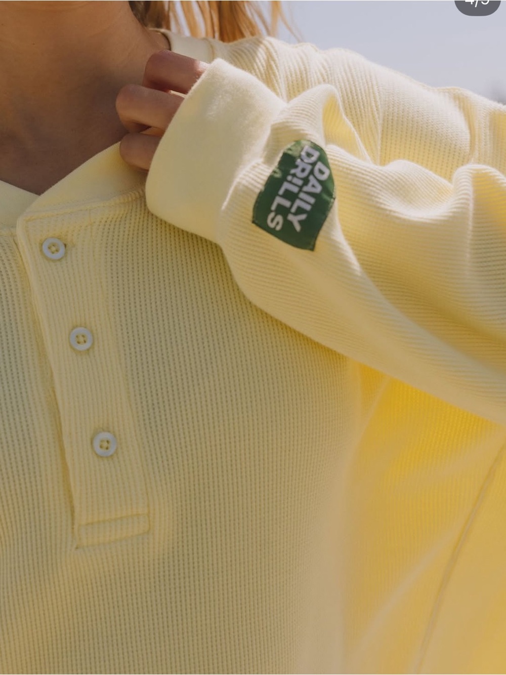 Daily Drills Oversized Thermal Henley Lemonade